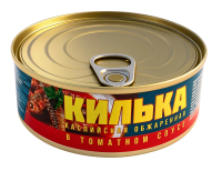 Килька каспийская неразделанная обжаренная в томатном соусе ГОСТ 240 г ТМ Адмирал Тимошин Тимоша ООО