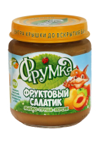 Пюре детское Фрумка со вкусом яблок груш яблок и персиков цветной капусты фруктовый салатик с/б,100г