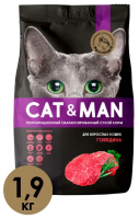 Корм сухой CAT&MAN для взрослых кошек 1,9кг, Радуга