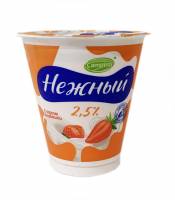 Продукт йогуртный пастеризованный Нежный 2,5% с соком клубники/персика БЗМЖ 350г 