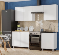 Кухонный гарнитур 2,2м Белый ЛДСП столешница Сонома  Кухонный гарнитур 2,2м Белый ЛДСП столешница Сонома
