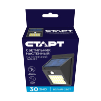 Светильник настенный,12.5Вт Старт Солар 30 (солн я панель, аккум ры) 30 LED, датчик света и движения