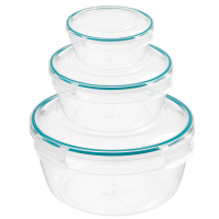 Комплект герметичных контейнеров для продуктов круглых с замками 0,5 0,86 1,5л Комплект герметичных контейнеров для продуктов круглых с замками 0,5 0,86 1,5л